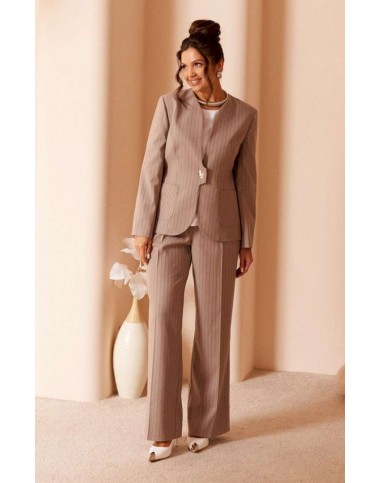 BEAUTIFUL-FREE 6416 полоска капучино Костюм брючный