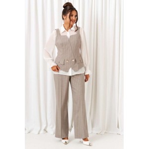 BEAUTIFUL-FREE 6417 полоска песочная Костюм брючный