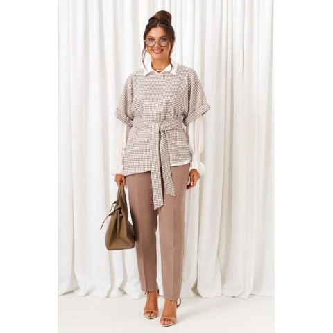 BEAUTIFUL-FREE 6419 песочно-молочный Костюм брючный