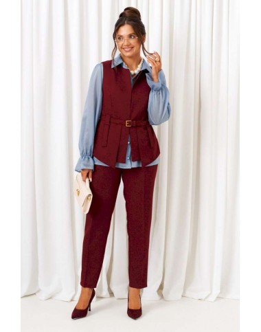 BEAUTIFUL-FREE 6440 марсала-голубой Костюм брючный