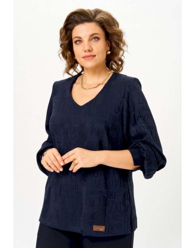 БелЭльСтиль 879-329 синий принт Блуза